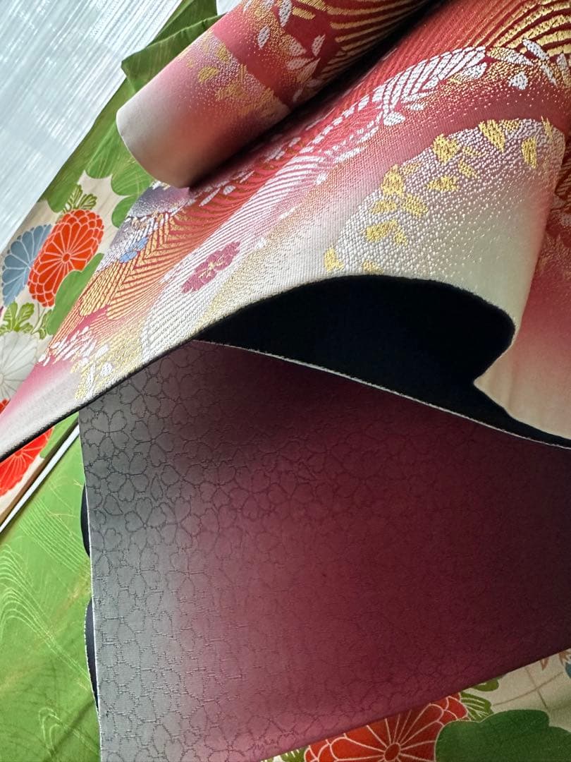 ここさぶた 振袖と長襦袢2点セット グリーン×カスタードクリーム 古典柄