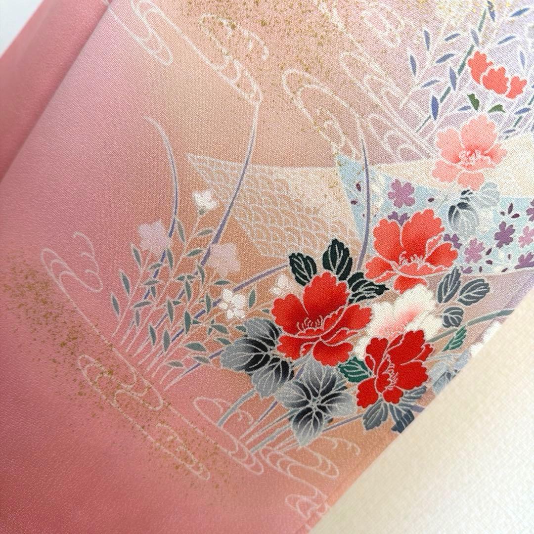 28 訪問着フルセット 正絹 ピンク 桃