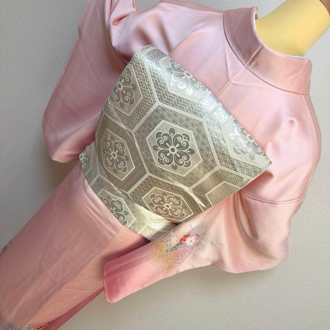 28 訪問着フルセット 正絹 ピンク 桃