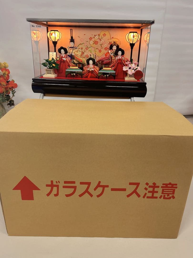 ひな人形セット 5体 赤と黒