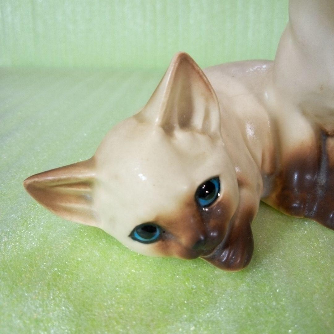 アンティークな猫の置物　仲良し　兄弟？　シャム猫？　ポインテッド？　レア　希少