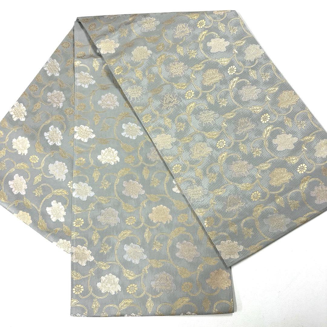 専用帯6162 ●陰山織物謹製 箔屋清兵衛 二重蔓牡丹文 高級 正絹 六通 袋帯