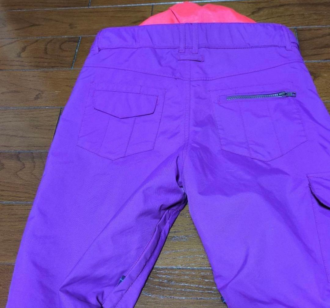 【美品】ROXY　スノボウェア　上下セット　Ｓ　総柄　　カラフル　ロゴ　パープル