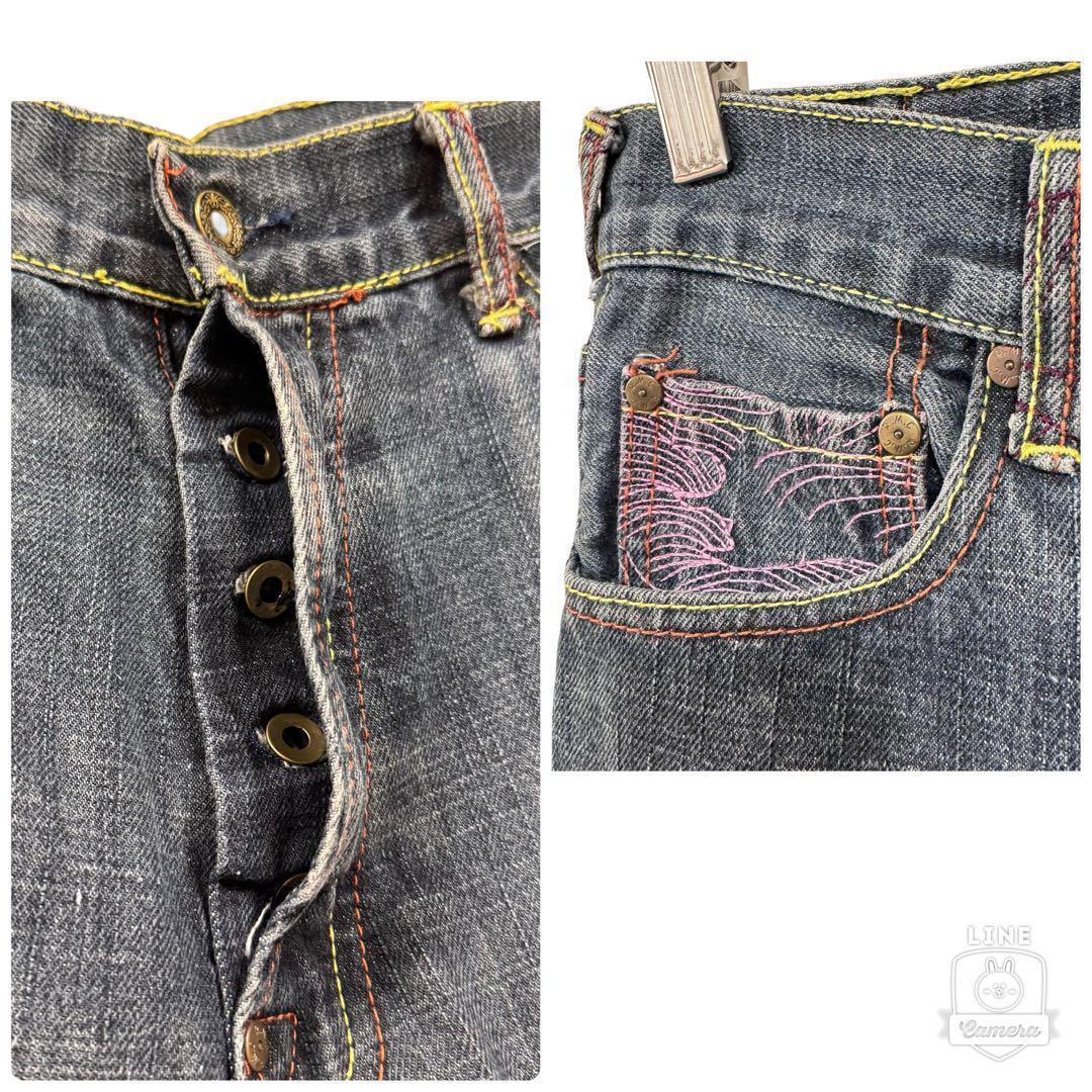 RED MONKEY COMPANY デニム ハーフパンツ ボタンフライ 刺繍