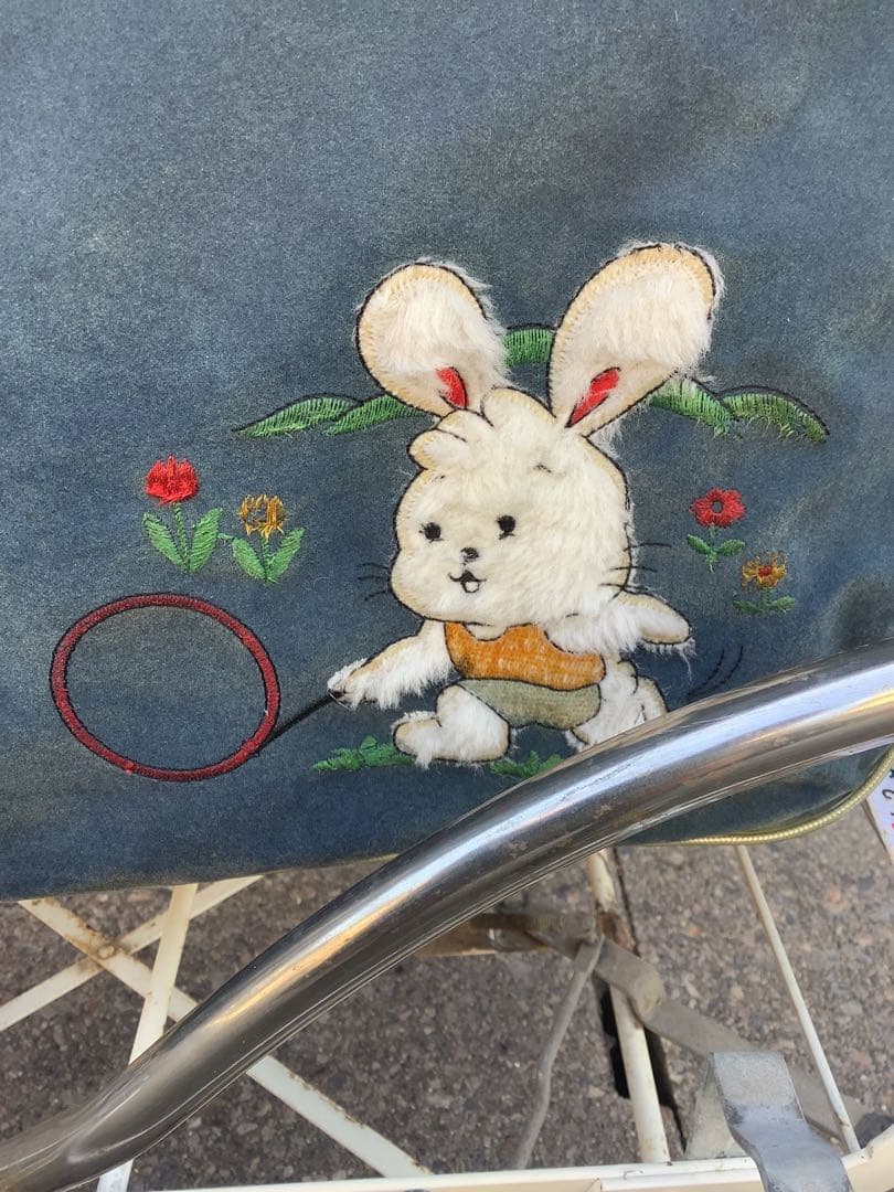 アンティーク 昭和レトロベビーカー ペットカー青とクリーム色