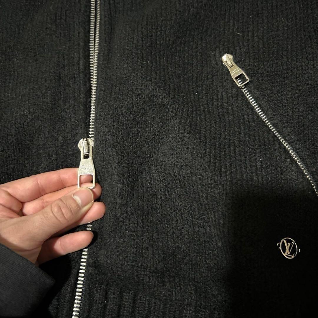 極美品 ルイヴィトン ドライバーズニット フルジップ ウールニット ブラック L