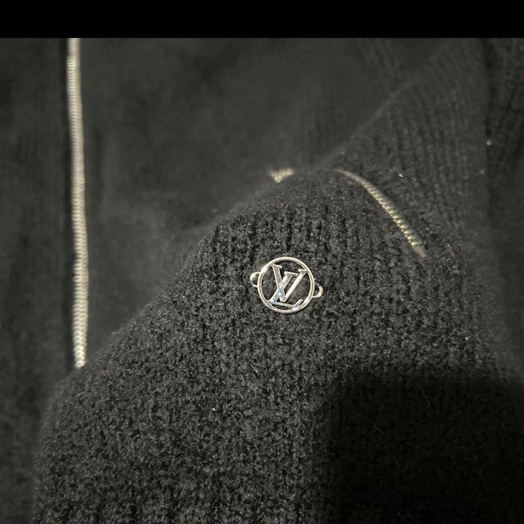 極美品 ルイヴィトン ドライバーズニット フルジップ ウールニット ブラック L