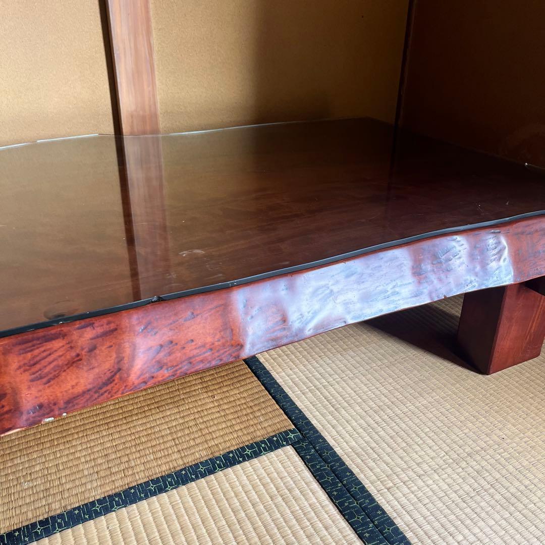 9/30まで！ 配送 設置費込み！ 天然木一枚板　座卓　ガラストップあり