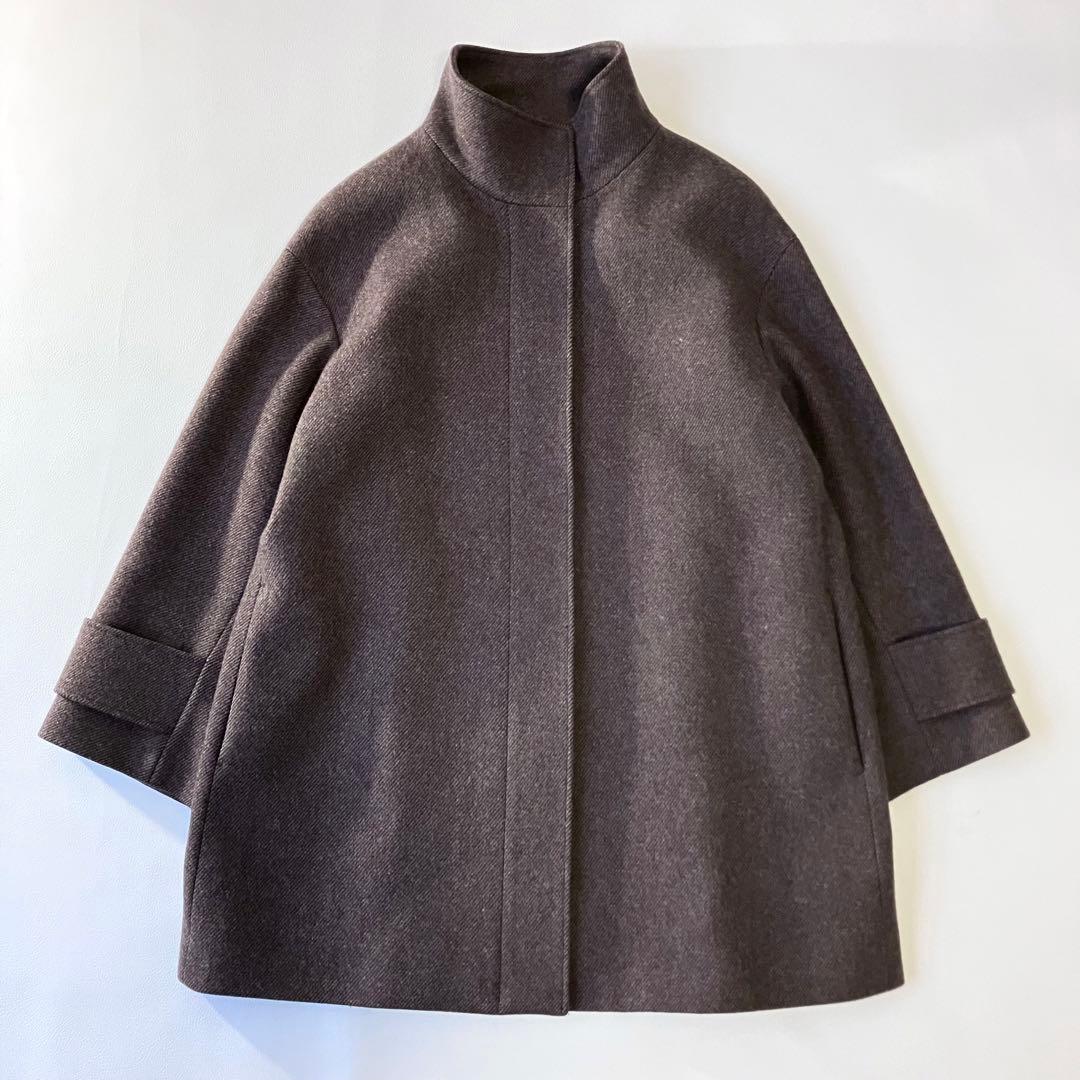 極美品 ユナイテッドアローズ スタンドカラーコート 定価4.6万円 ウール 茶色