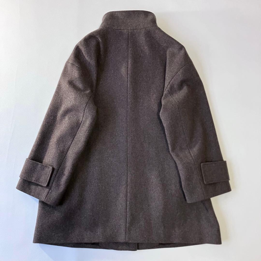 極美品 ユナイテッドアローズ スタンドカラーコート 定価4.6万円 ウール 茶色