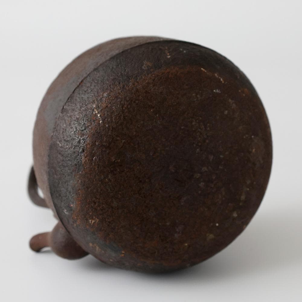 岩肌時代鉄瓶 斑紫銅蓋 湯沸かし 煎茶道具 高さ22㎝ 鉄器 南部 無落款