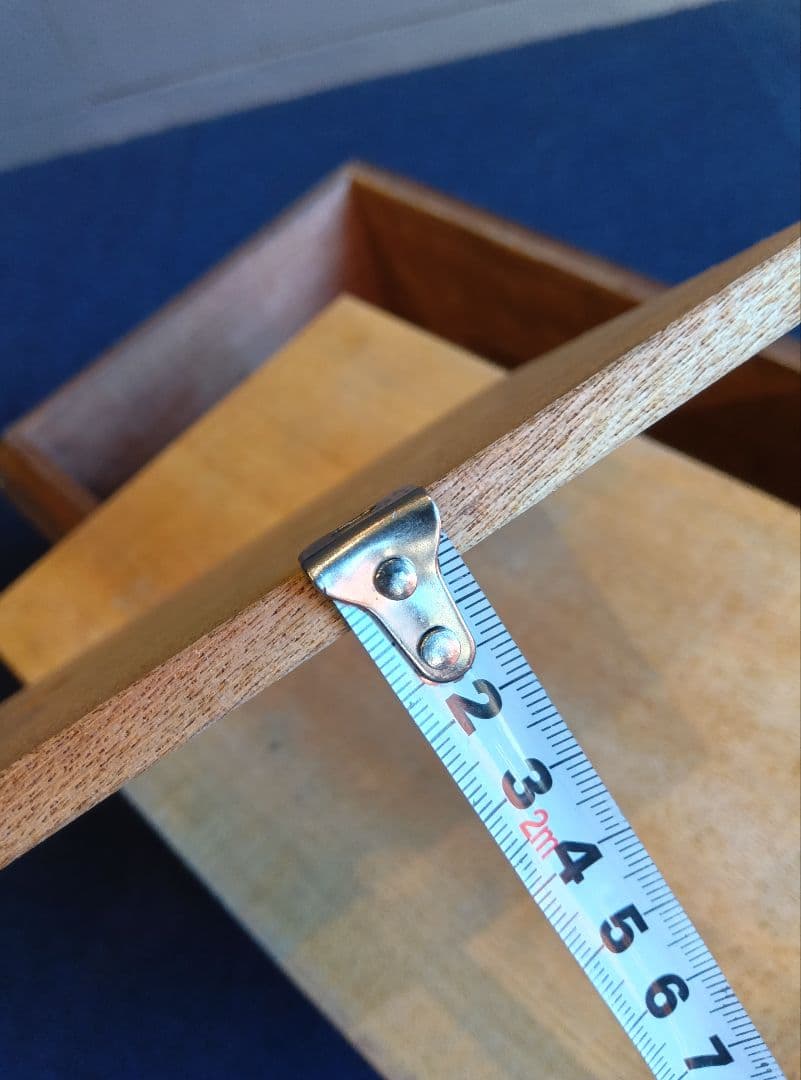 木製脚付き収納箱　蓋・中蓋２枚付　ヴィンテージ