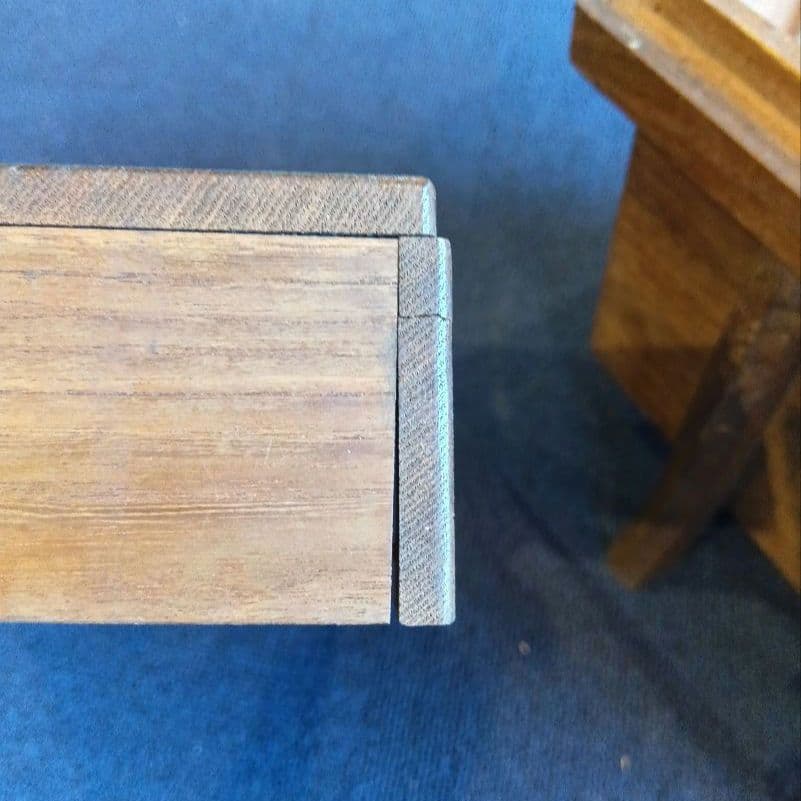 木製脚付き収納箱　蓋・中蓋２枚付　ヴィンテージ