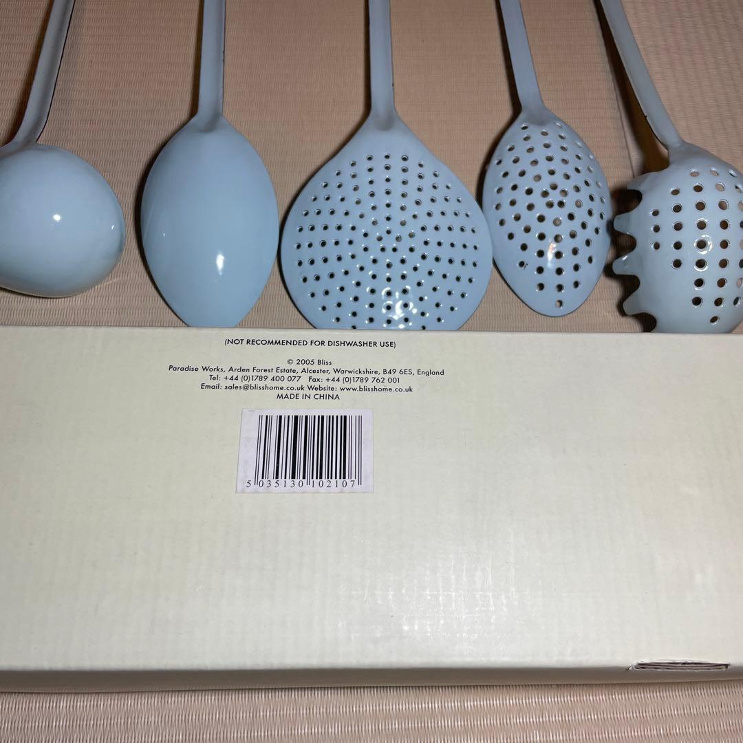 ほうろう 琺瑯 エナメルコーティング レードル、スプーン、パスタサーバー セット