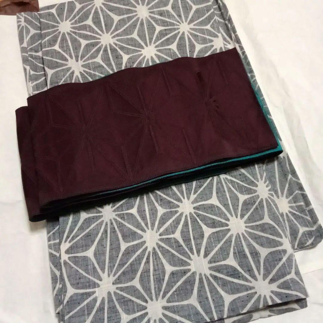 【未着用】竺仙紬ゆかた（変わり麻の葉）