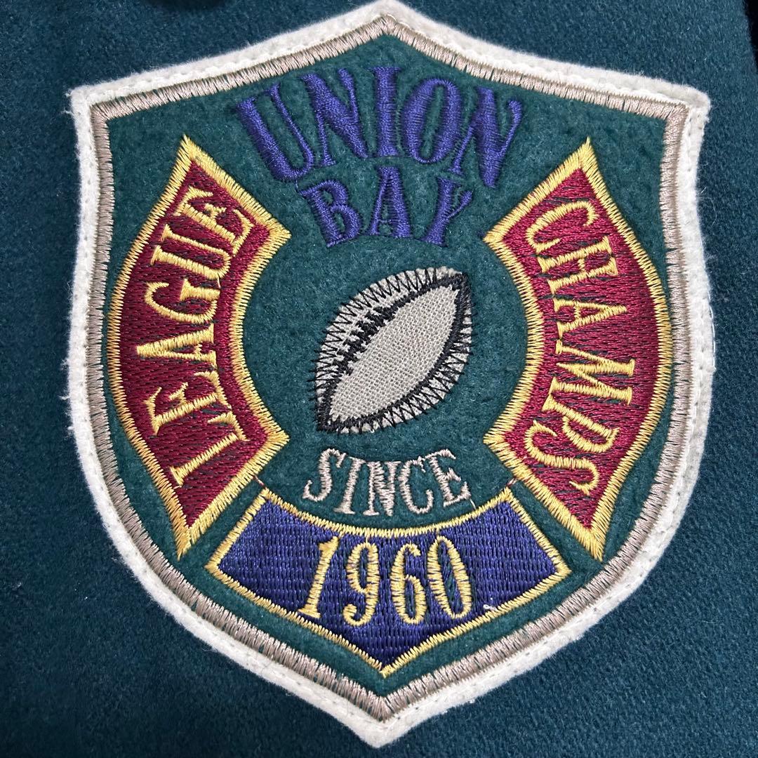 【kanaka】ユニオンベイ【L】スタジャン バックロゴ レザー切替え　革