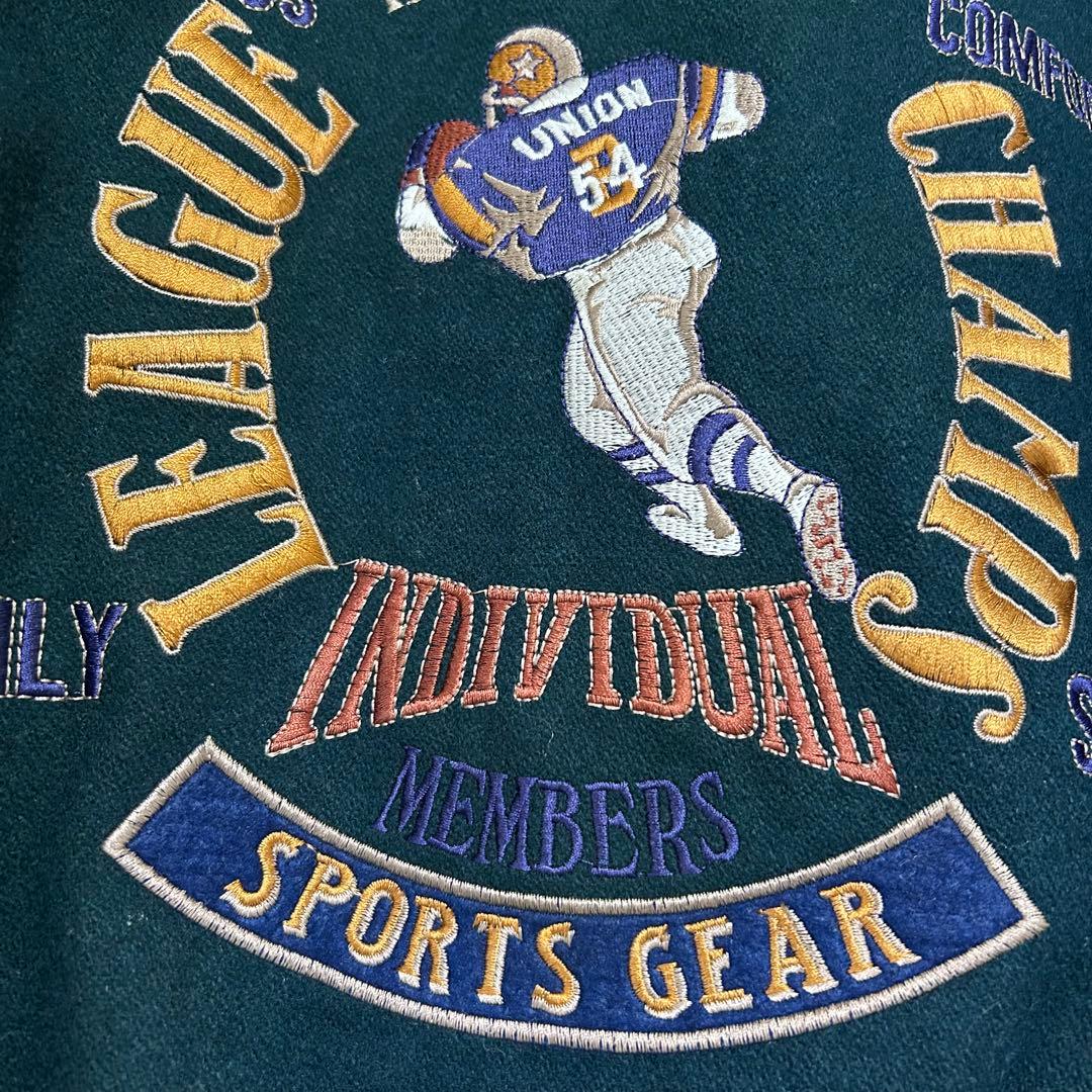 【kanaka】ユニオンベイ【L】スタジャン バックロゴ レザー切替え　革