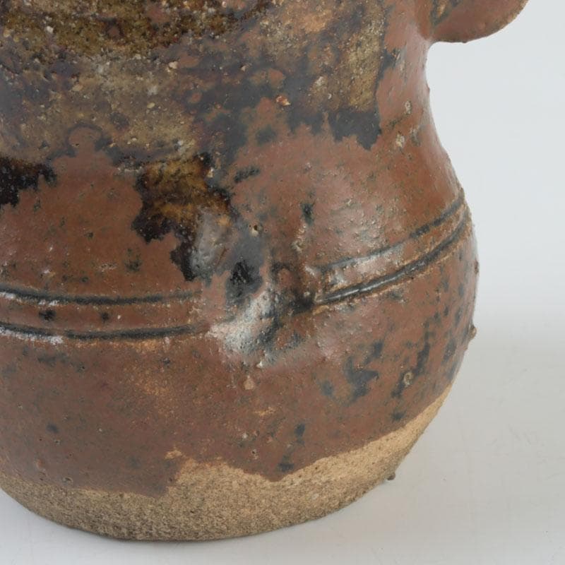 茶道具　萩焼　野坂江月作　耳付瓢形　茶入　仕覆付　森山歓渓極め箱　V　9399