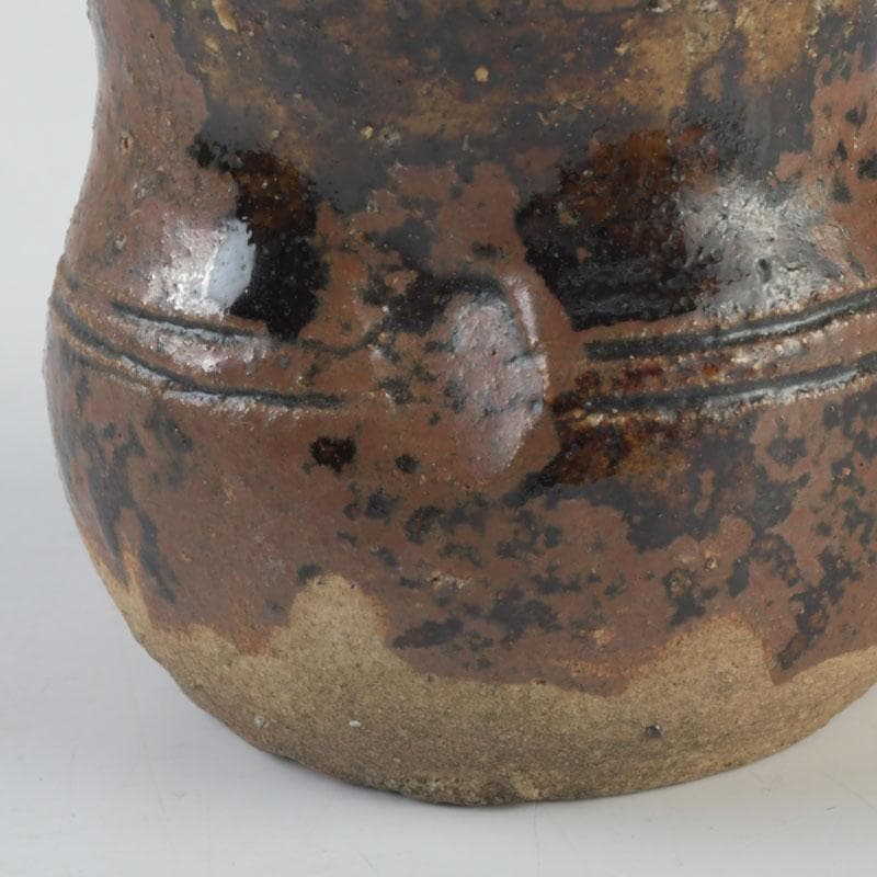 茶道具　萩焼　野坂江月作　耳付瓢形　茶入　仕覆付　森山歓渓極め箱　V　9399