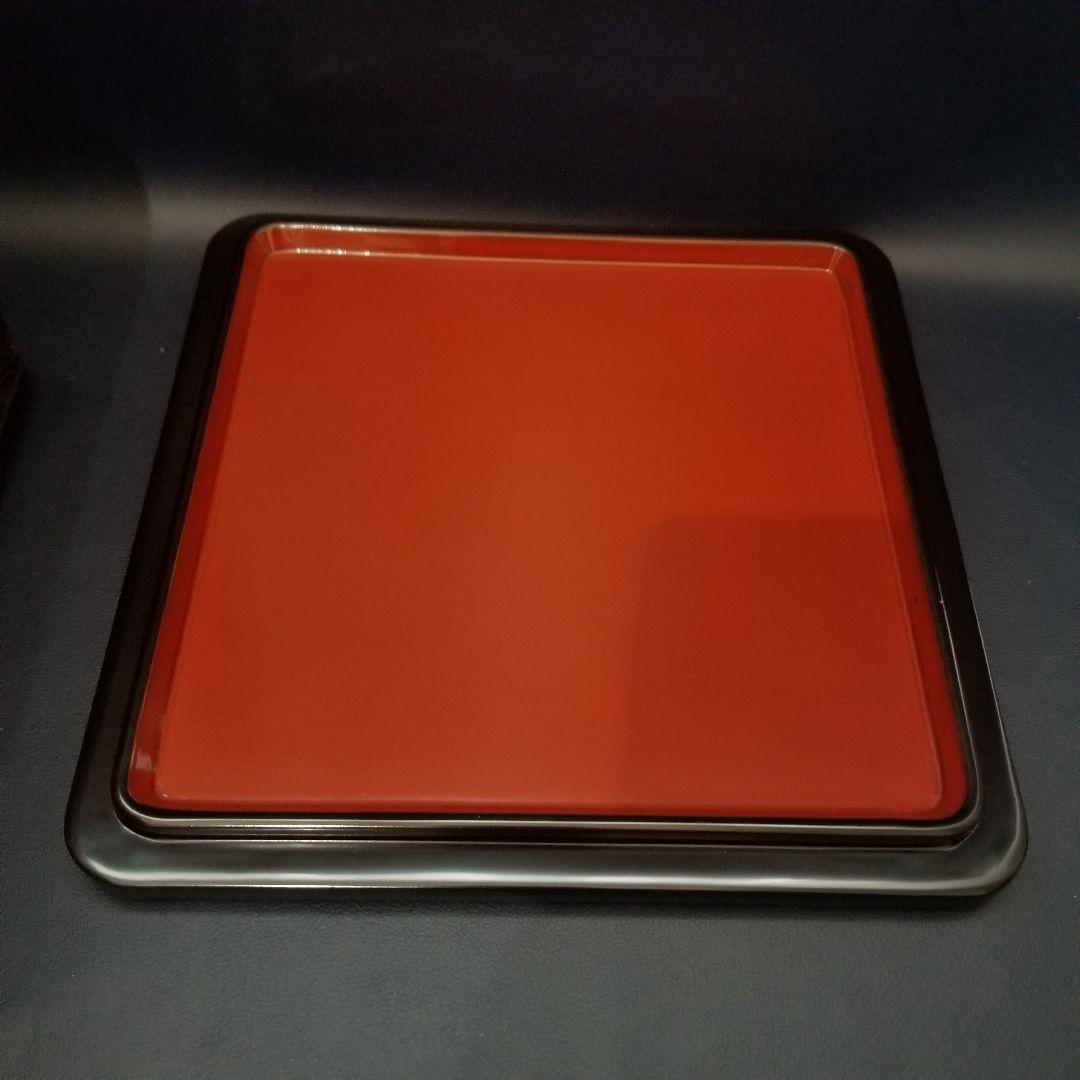 極美品未使用 輪島塗 布着本堅地 二段重 黒漆 極上菊詰 沈金 蒔絵 重箱 ①