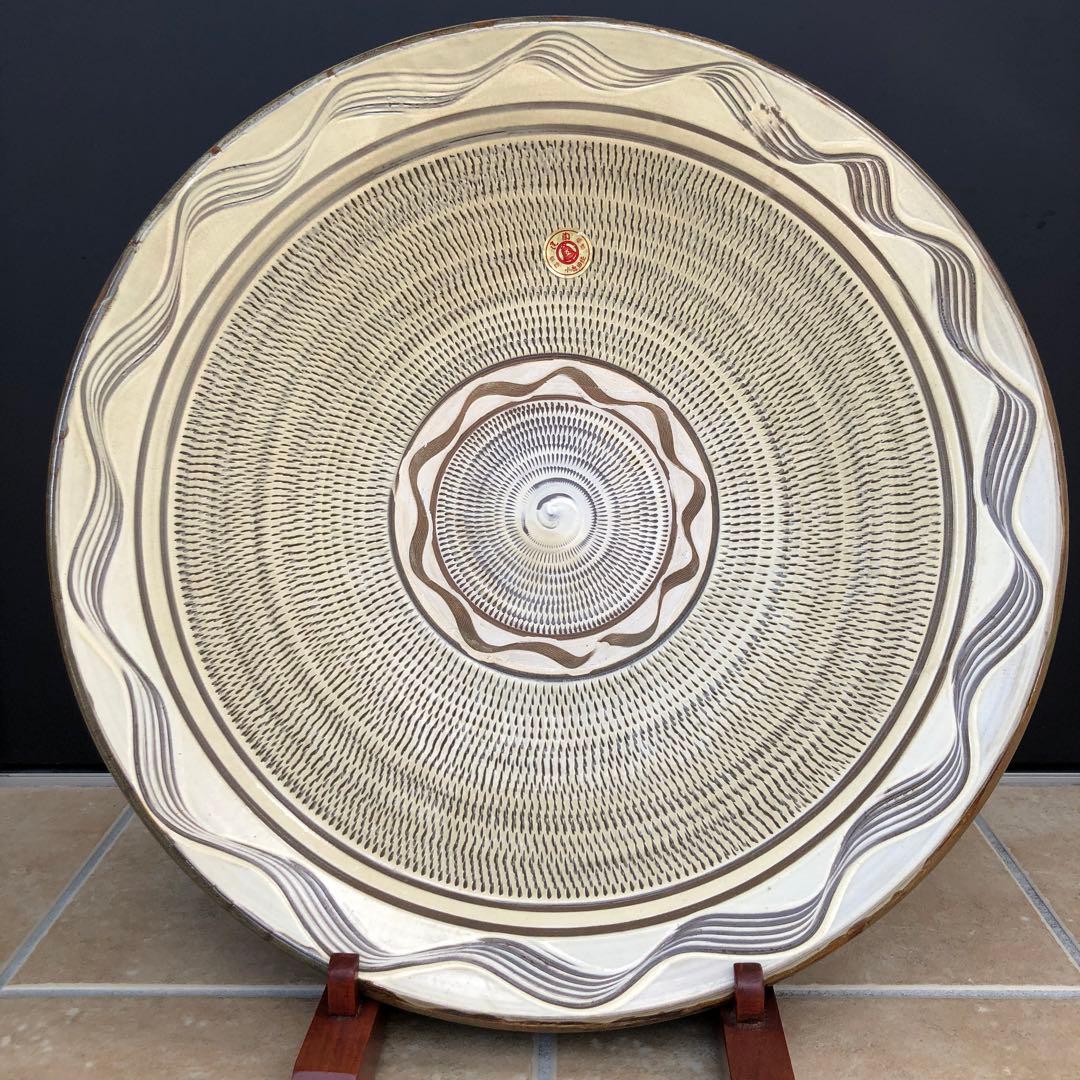 小鹿田焼　特大皿　陶芸　骨董品