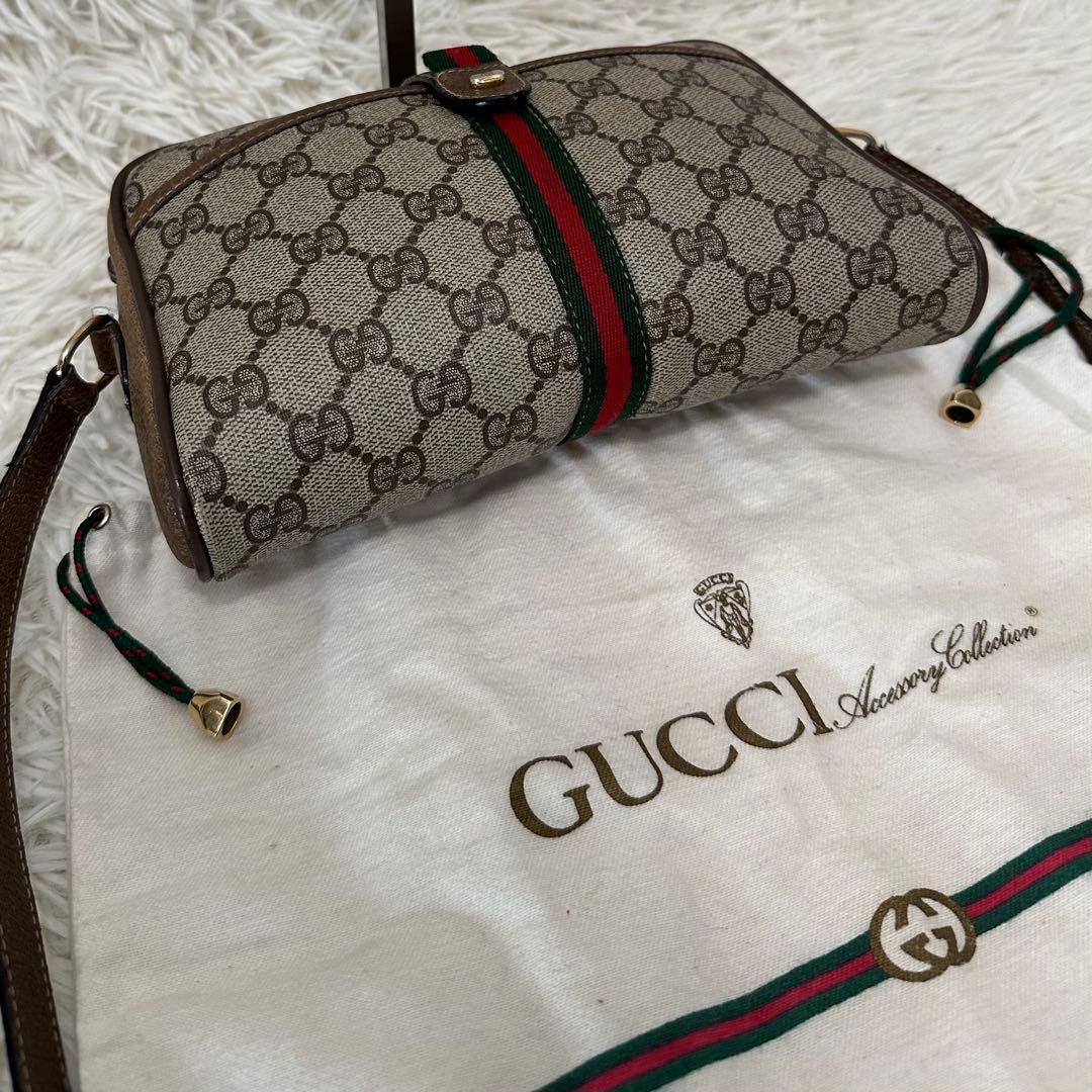 希少 紙タグ 袋付 グッチ GG 金具 レザー ショルダーバッグ シェリーライン