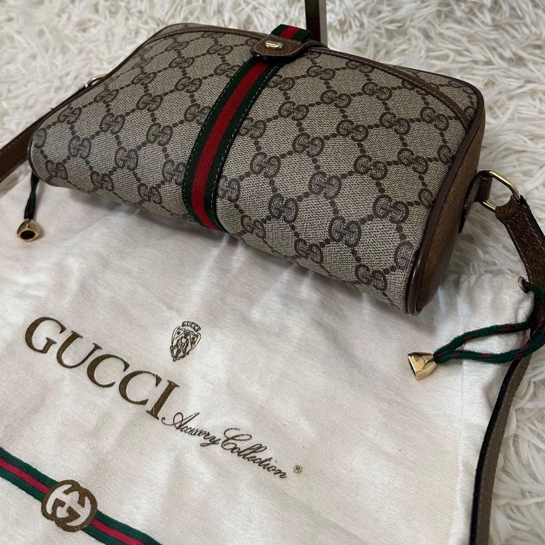 希少 紙タグ 袋付 グッチ GG 金具 レザー ショルダーバッグ シェリーライン