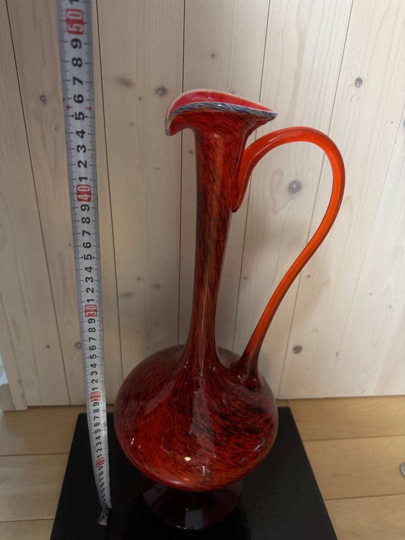 ガラス製鶴首花瓶　大きい花瓶　ベネチアガラス好きな方　　　大きい花瓶