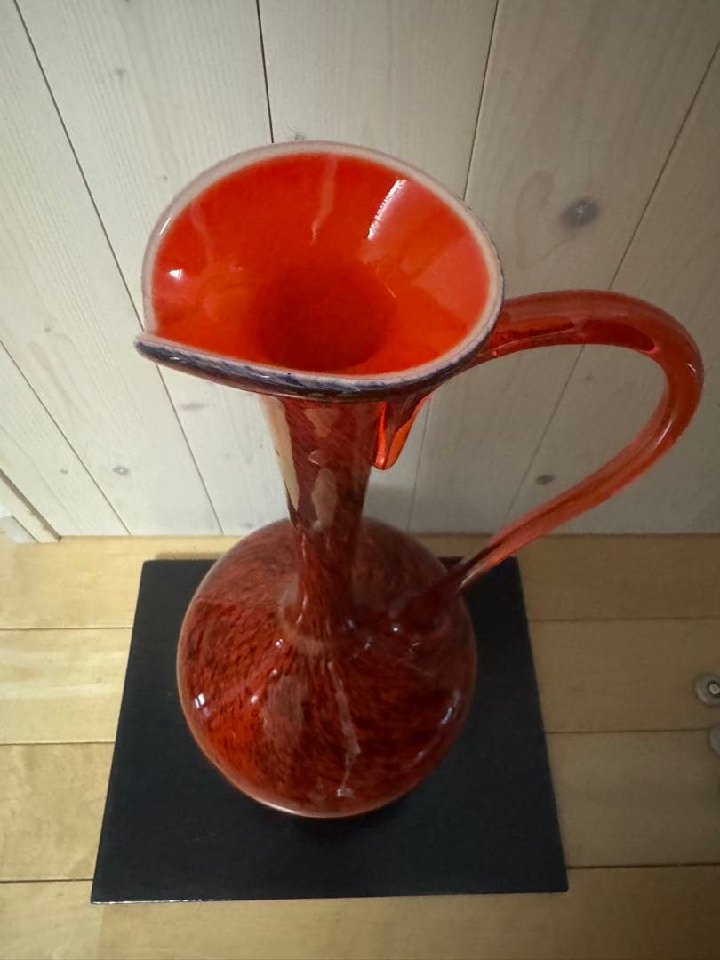 ガラス製鶴首花瓶　大きい花瓶　ベネチアガラス好きな方　　　大きい花瓶