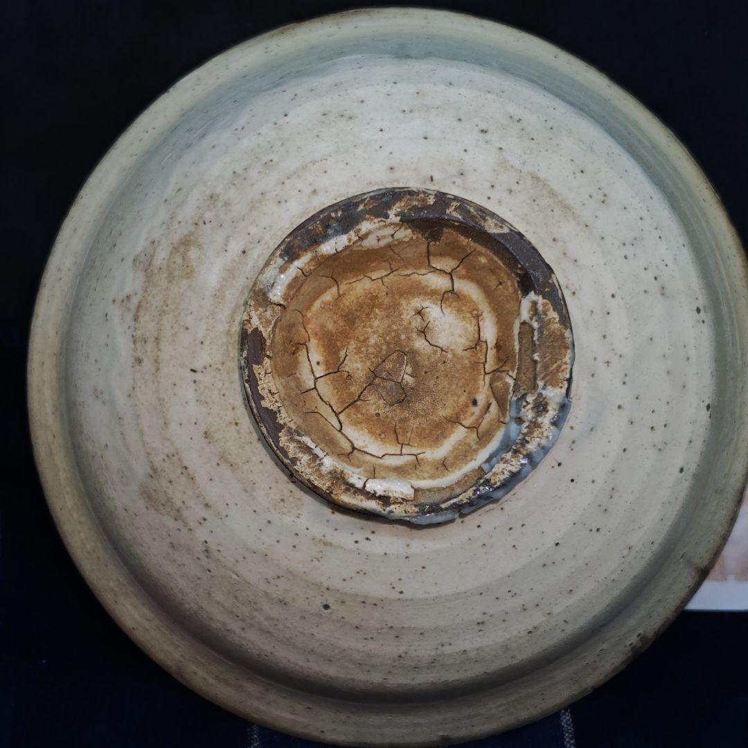 李朝、粉引茶碗(合せ箱、藍染包み古布付)