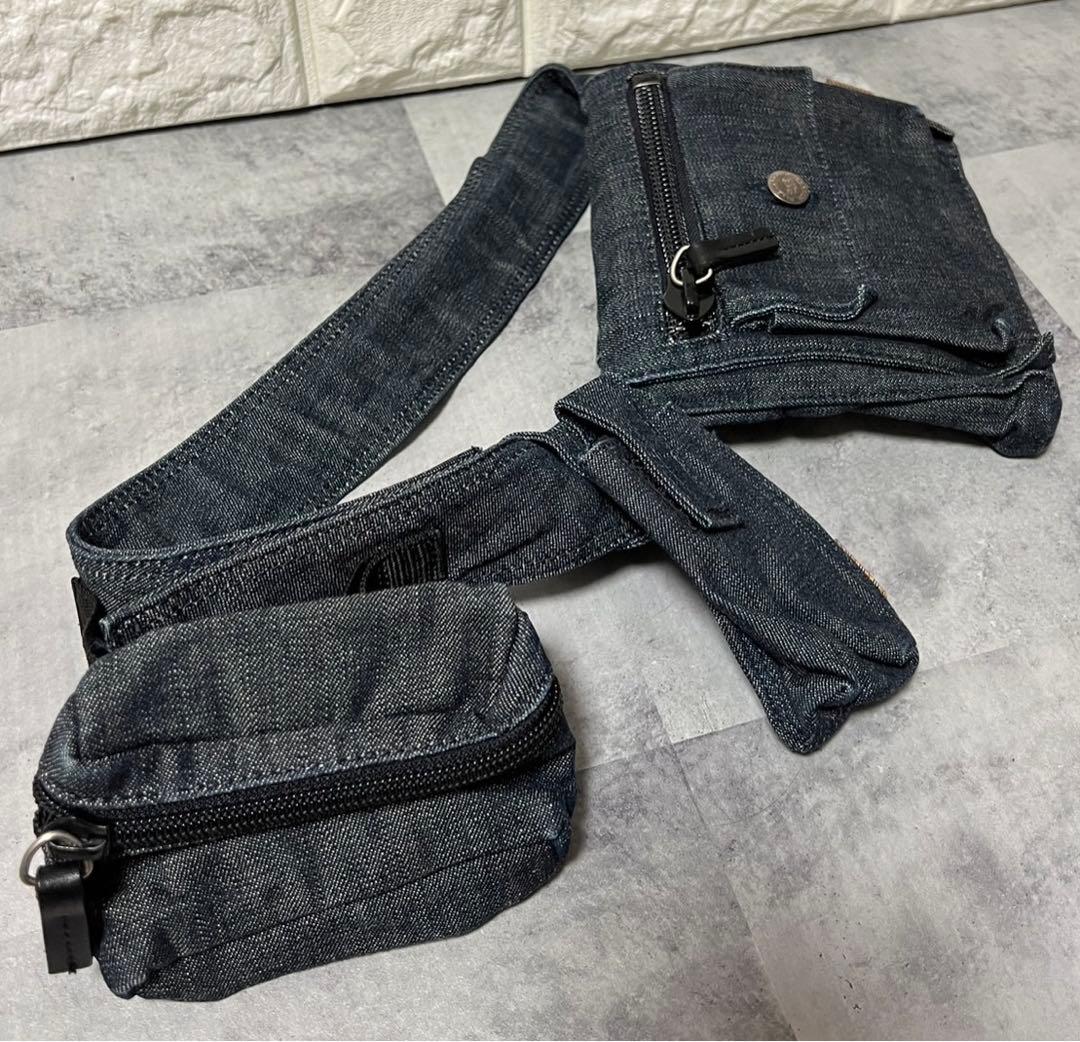 バーバリー　ウエストポーチ　デニム　ウエストポーチ　3連