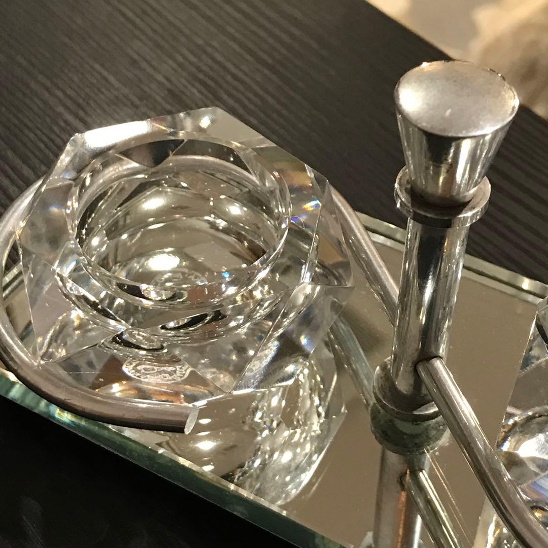 激レア♪オールドバカラBACCARATソルトセラー美しい鏡台座付き★塩胡椒入れ★