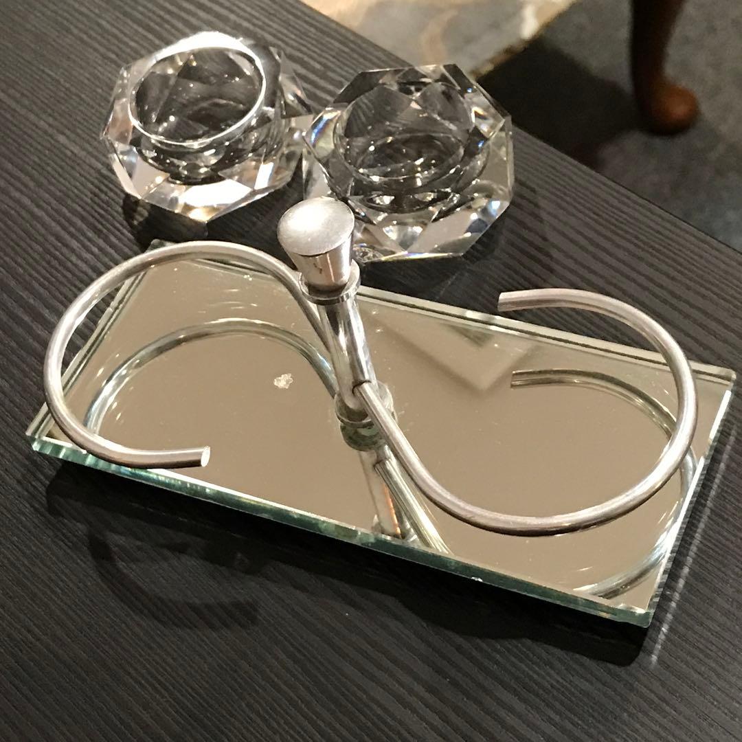 激レア♪オールドバカラBACCARATソルトセラー美しい鏡台座付き★塩胡椒入れ★