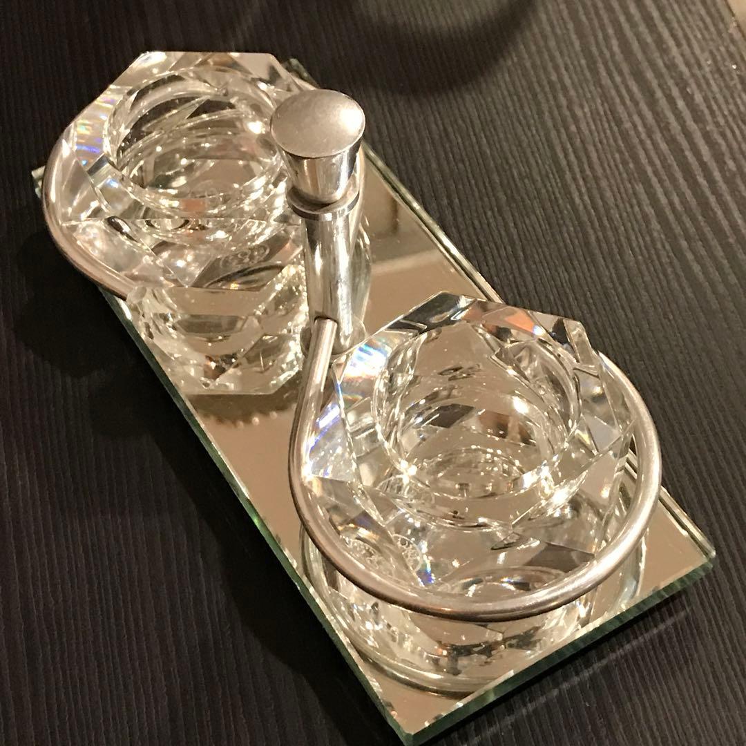 激レア♪オールドバカラBACCARATソルトセラー美しい鏡台座付き★塩胡椒入れ★
