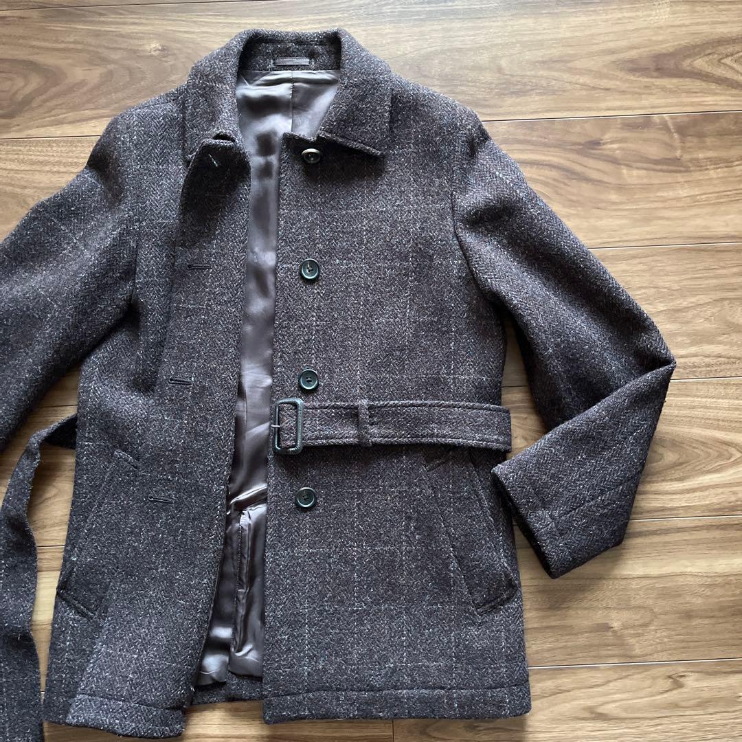 美品MHL コート マーガレットハウエル Harris Tweed ベルト付き