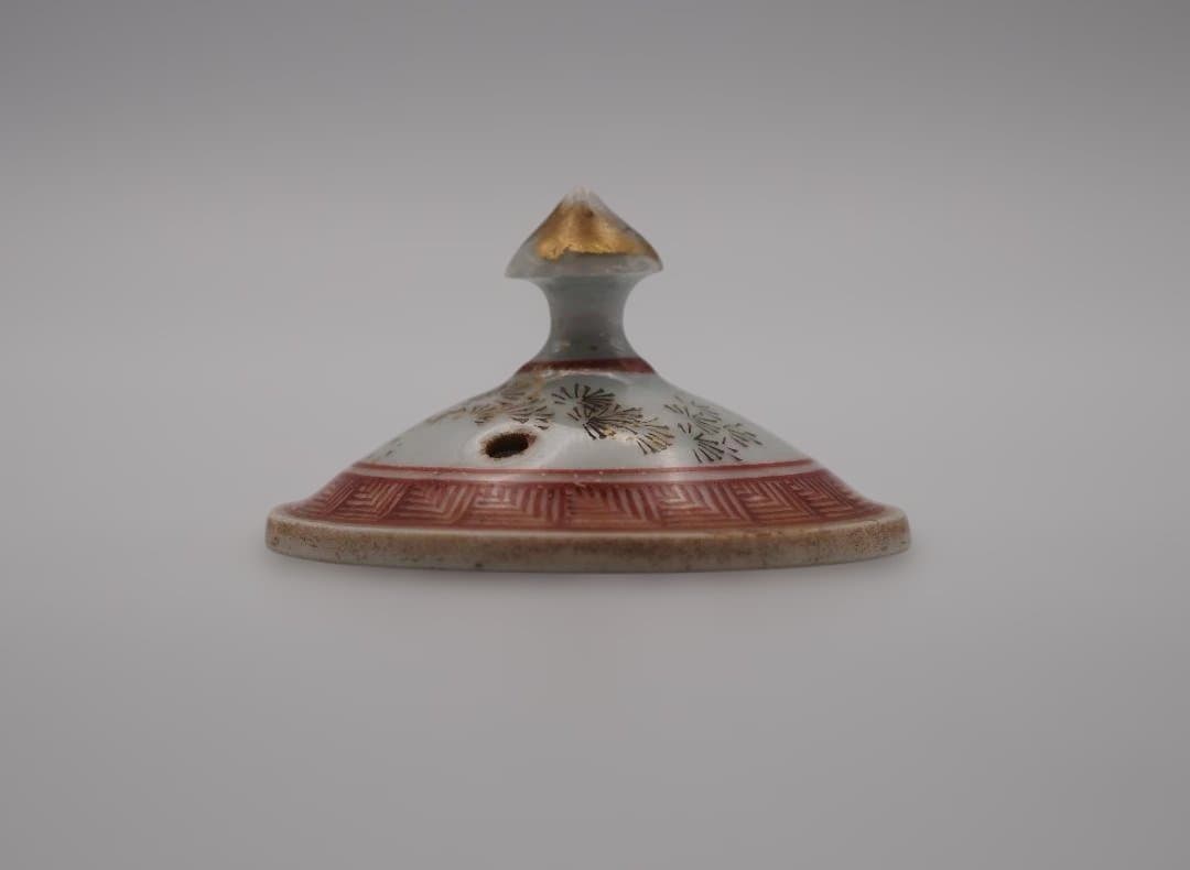 初代 水越与三兵衛 与三造 赤金入り 色絵 急須 共箱共布