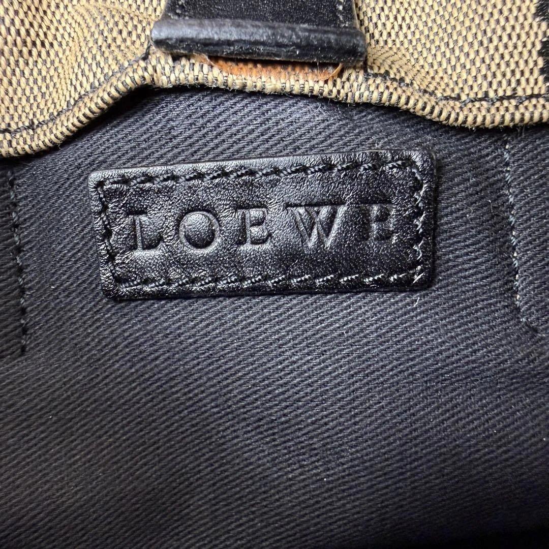 ロエベ 2387 リピート　アナグラム　ミニ　ハンドバッグ　レザー　キャンバス