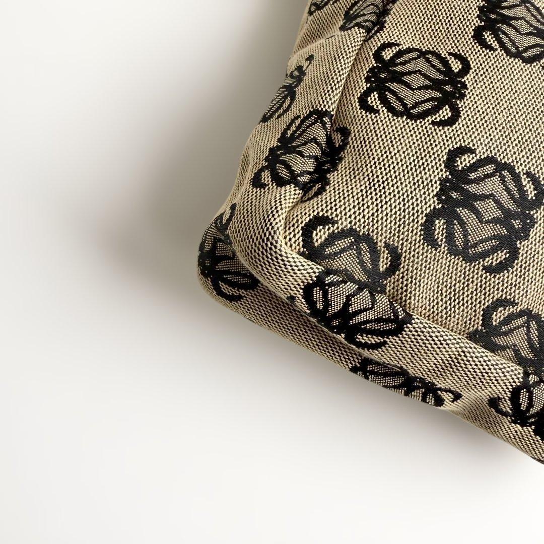 ロエベ 2387 リピート　アナグラム　ミニ　ハンドバッグ　レザー　キャンバス