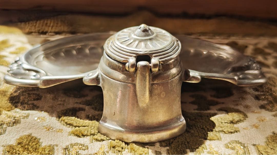 インクウェル　ペントレイ　シルバーメタル（ピューター？） フランスアンティーク