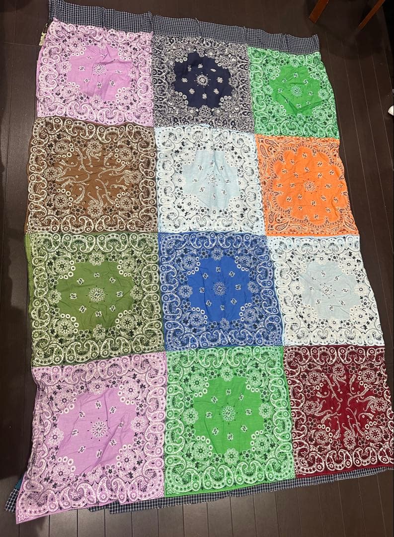 ハンドメイド　ヴィンテージバンダナ　パッチワークカーテン 175×255