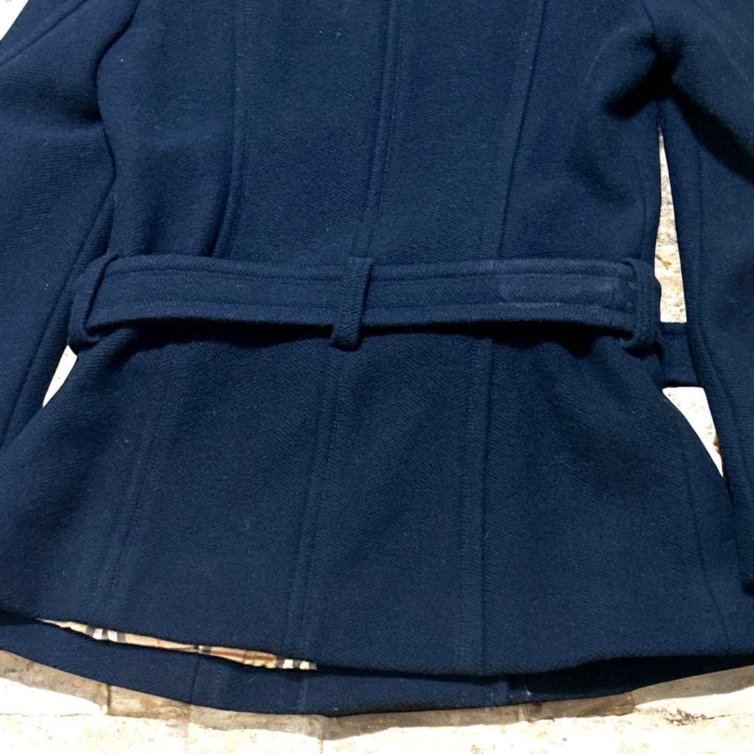 可愛い バーバリーブルーレーベル　コート　ウール　ファー　ベルト　フード　Ｌ