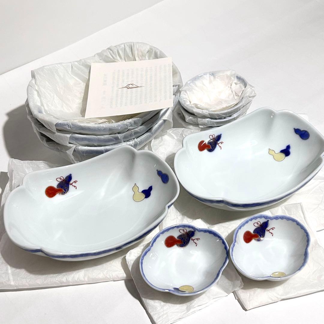 【新品・未使用品】深川製磁 百年庵 六瓢（むびょう）舟形皿 刺身皿 醤油皿