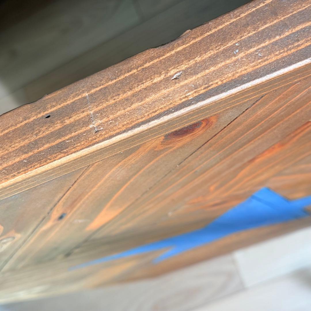 木製ヘリンボーンローテーブル ヴィンテージ仕上げ