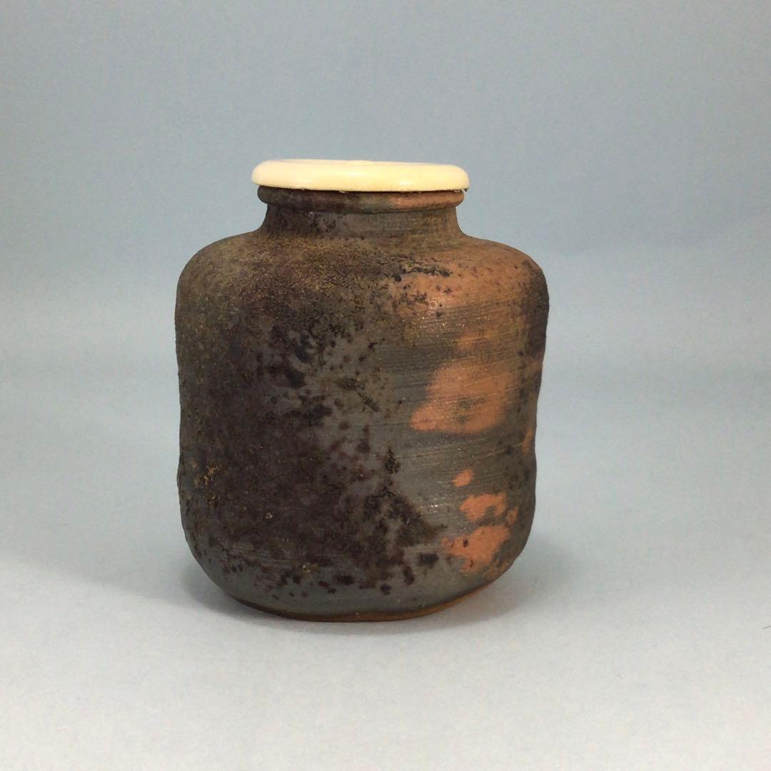 木村友敬（長十郎）　備前茶入　共箱　茶道具　濃茶入