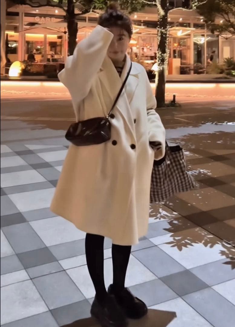 ふちまる　Mila Owenワイドシルエットダブルブレストコート