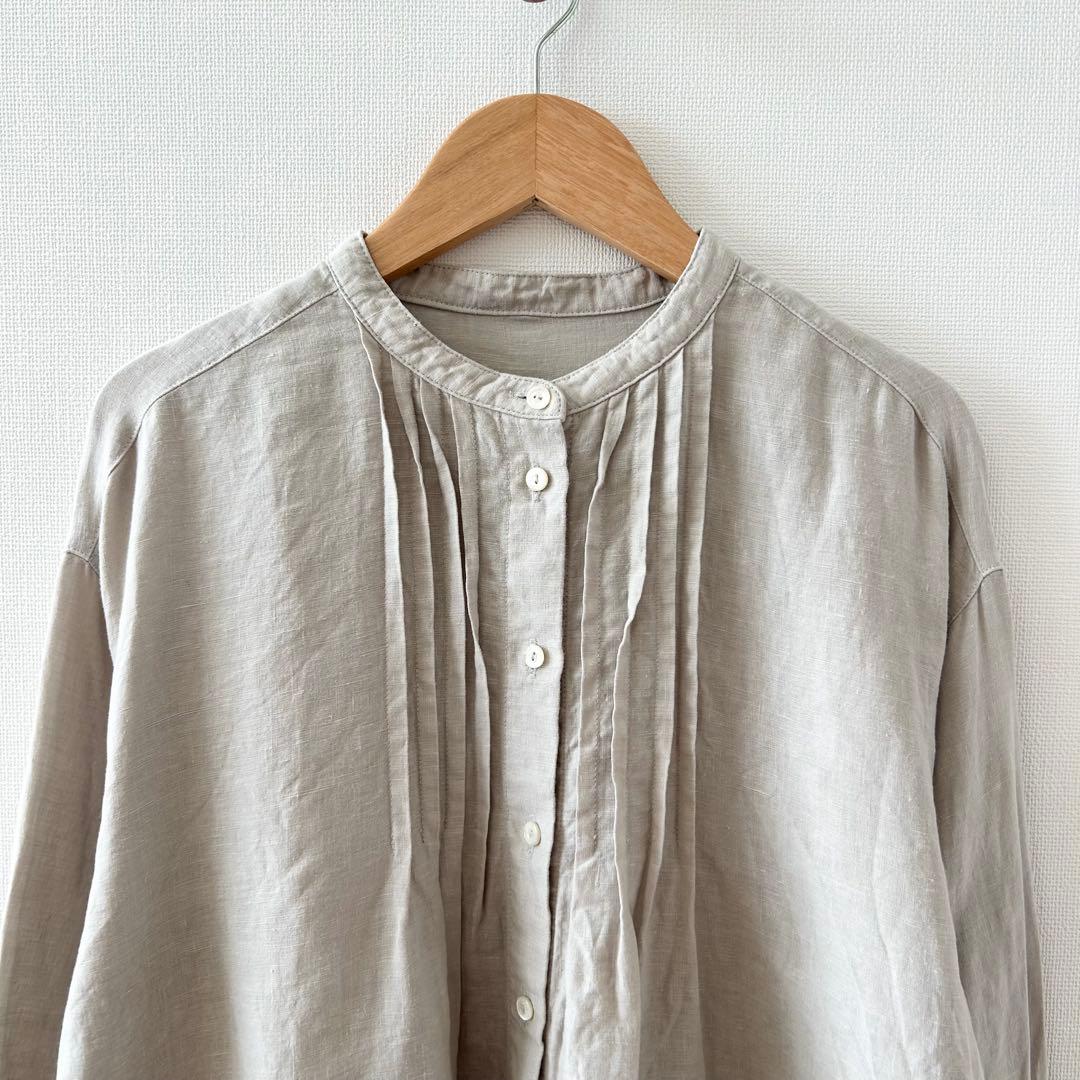 ネストローブ　リネンピンタックシャツ　ライトグレー