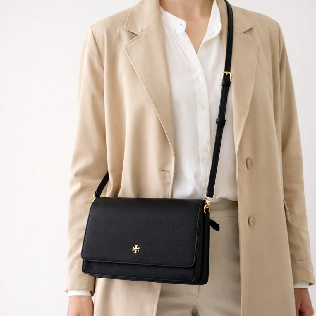 トリーバーチ レザーショルダーウォレット 黒 正規品