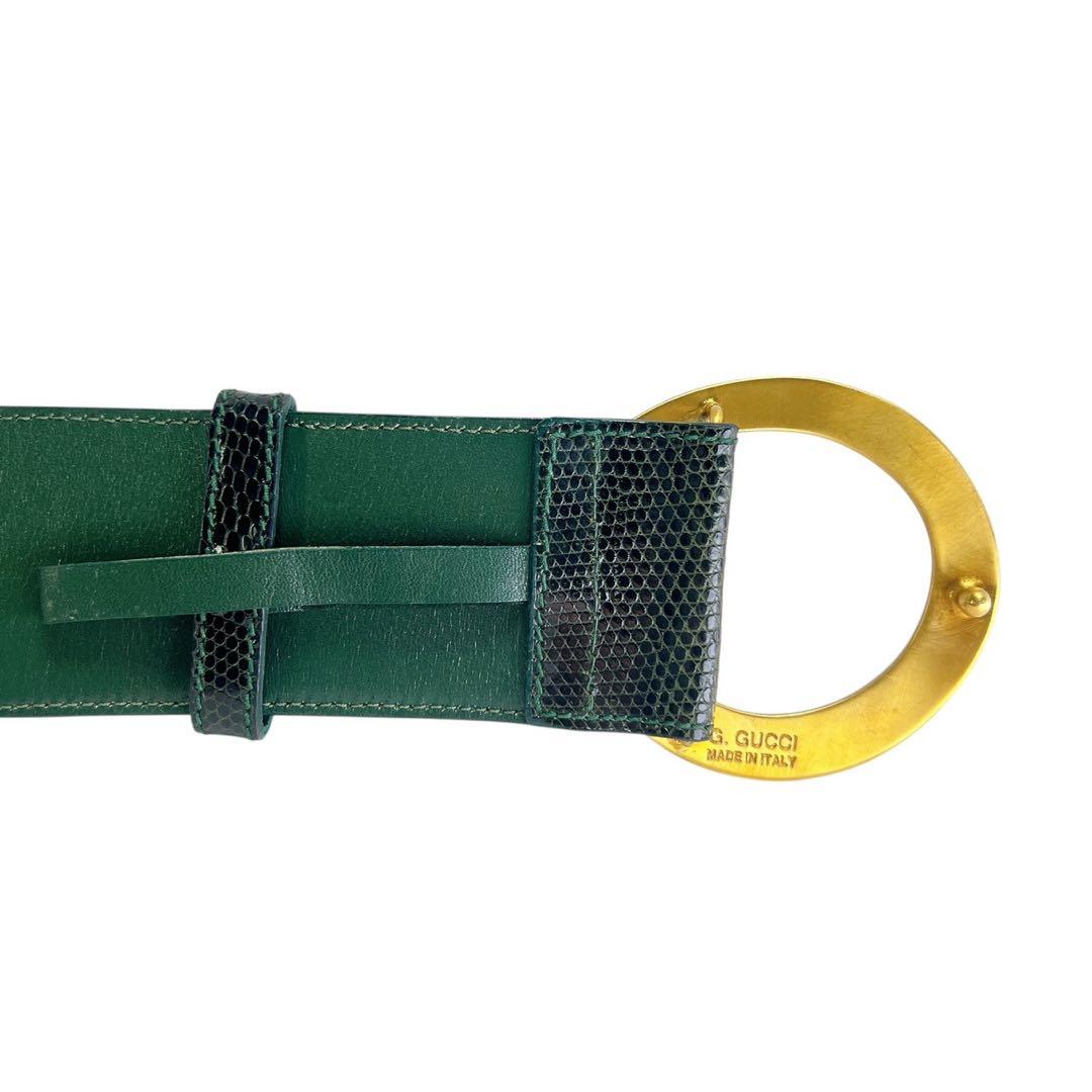 GUCCI グッチ グリーンレザー ベルト ゴールドバックル