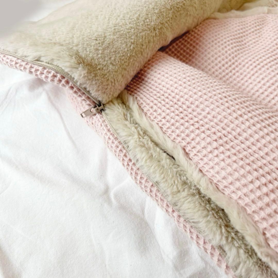 美品 Babyshower くま耳 おくるみ 防寒 フットマフ ピンク