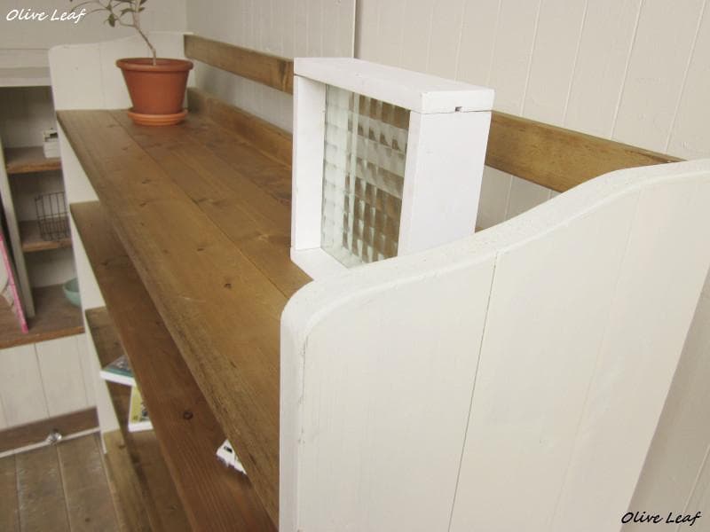 サイズ、デザインオーダー可！超ワイド4段ラック●シャビーホワイト無垢材●受注製作